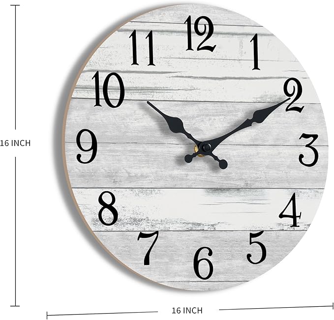 KECYET Wall Clock Battery Operated 16 Inch Large Gray Silent Non Ticking - Image 2