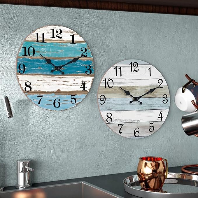 CHYLIN Wall Clock, Beach Themed Blue Wall Clocks Battery Operated Silent - Image 9