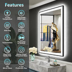 28x32 Black Framed LED Bathroom Mirror - Image 2