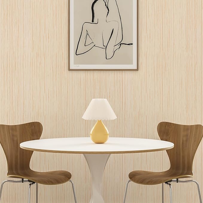 Beige Grasscloth Peel and Stick Wallpaper 15.7" X 120" Textured Self-Adhesive - Image 3