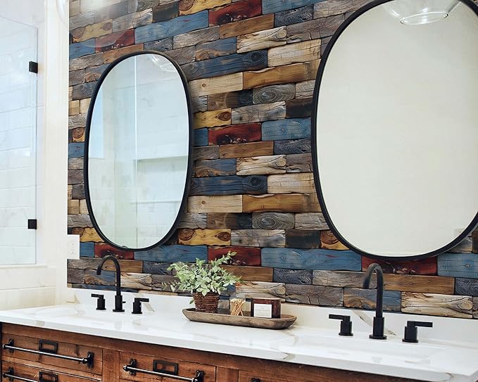 FLFK Wood Bricks Wallpaper Peel and Stick Wood Wall Paper Self Adhesive - Image 5