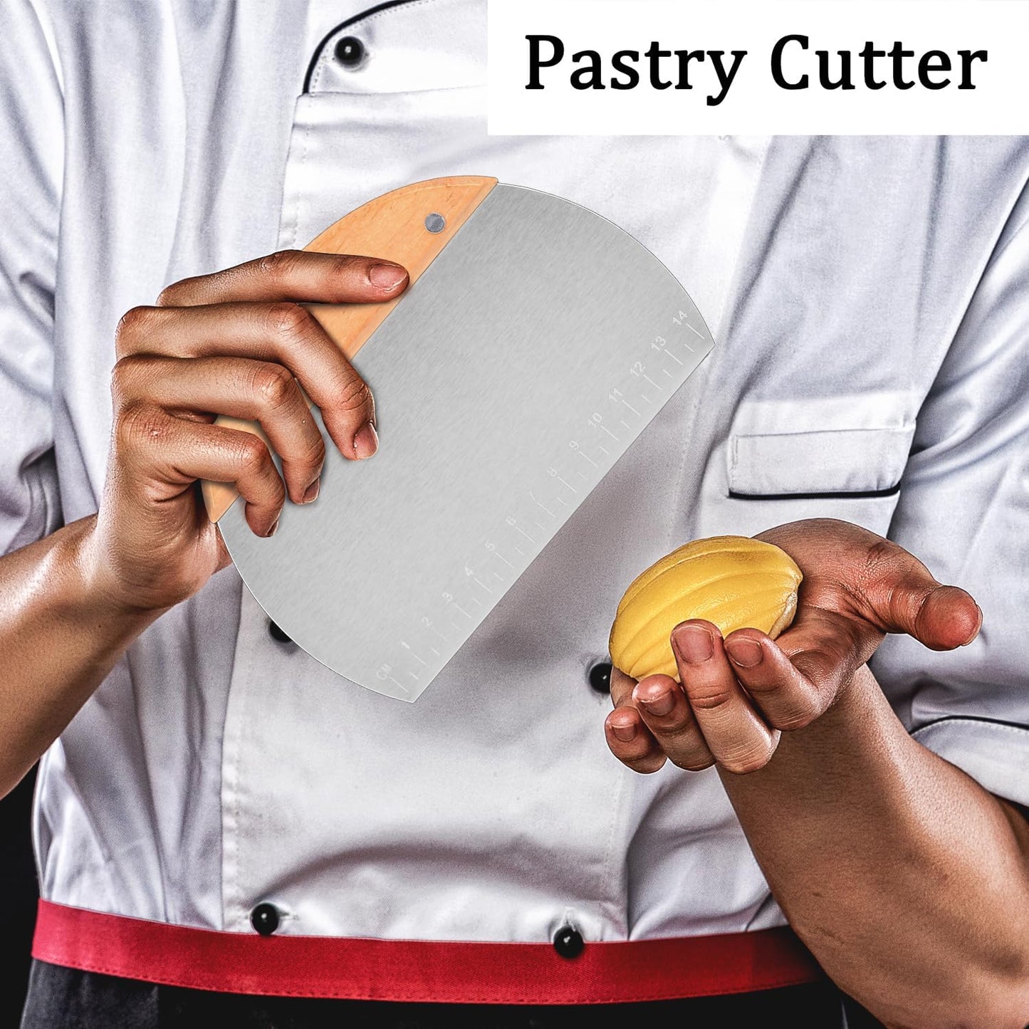 Kichwit 304 Stainless Steel Grill Scraper with Wood Handle, Pizza Dough Cutter, Multi-Purpose Scraper for Cooking, Scraper Tool Kitchen, 1 Pack