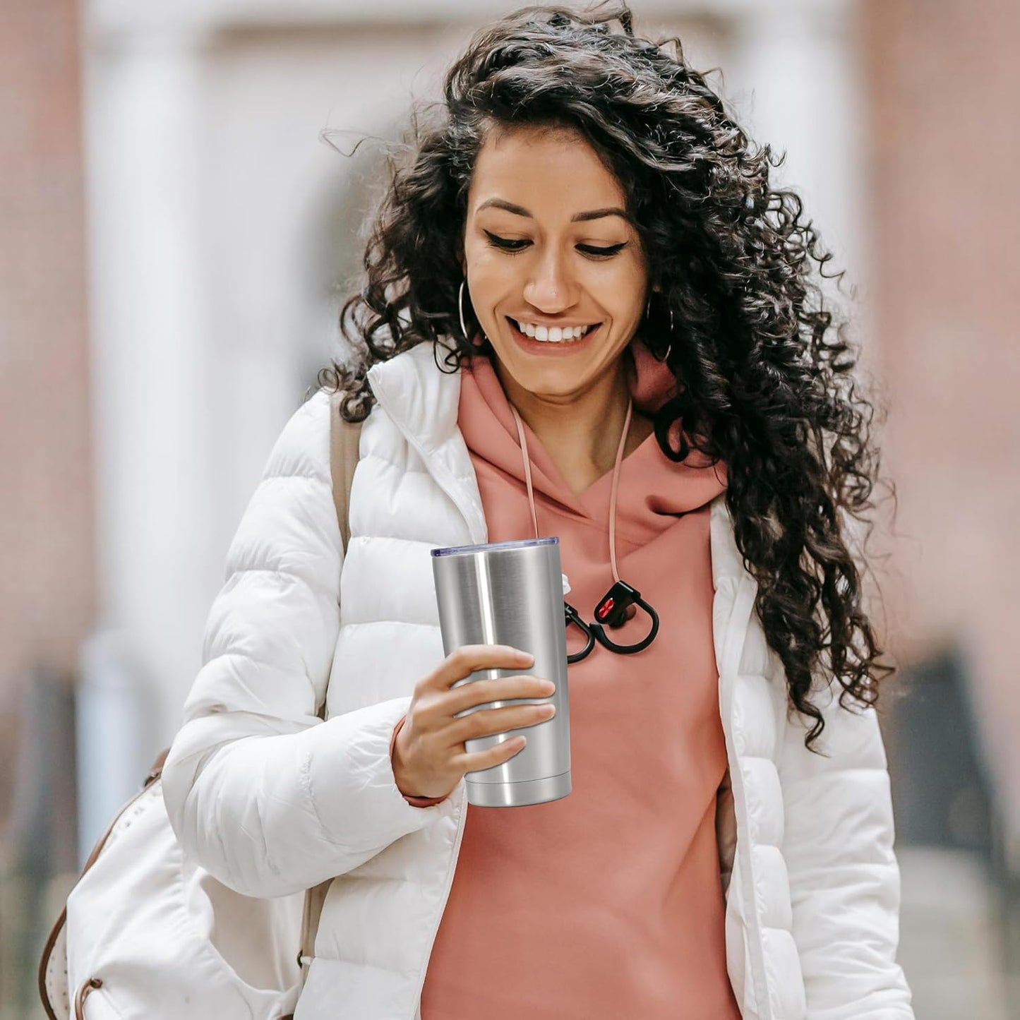 20 oz Tumbler with lid Double Wall Vacuum Insulated Tumblers Stainless Steel Coffee Mug Travel Coffee Tumbler Powder Coated Tumbler Cup Keep Hot&Cold - (Stainless 1 Pack)