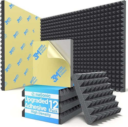 12 Pack Pyramid Sound Proof Foam Panels by Unknown