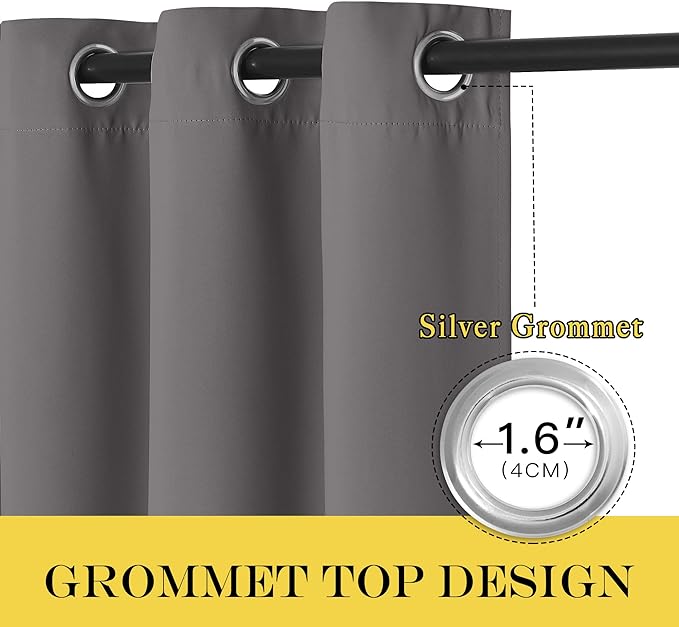 NICETOWN Grey Blackout Curtain 84 inches Long - Image 3