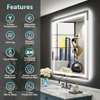 24x30 LED Bathroom Mirror with Lights, Backlit and Front Lit Anti-Fog Lighted - Image 2