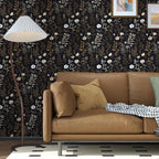 Vintage Dark Floral Wallpaper, Moody Black Leaf Botanical Removable Contact - Image 5