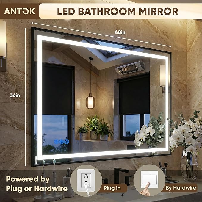 Antok 48X36 LED Bathroom Mirror - Image 5