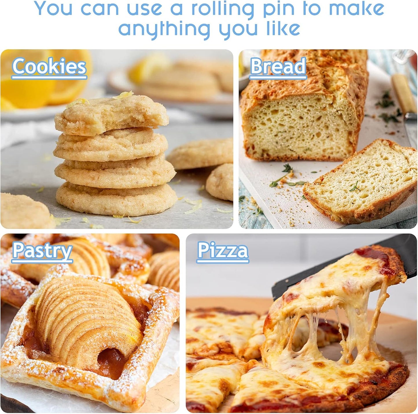 Rolling Pin Dough Roller for Baking with Thickened Non Stick Silicone Metal Handle Rolling Pin Stainless steel Fondant Roller Pin Cookie Pastry Kitchen Accessories 13.8 X 1.5 Inches