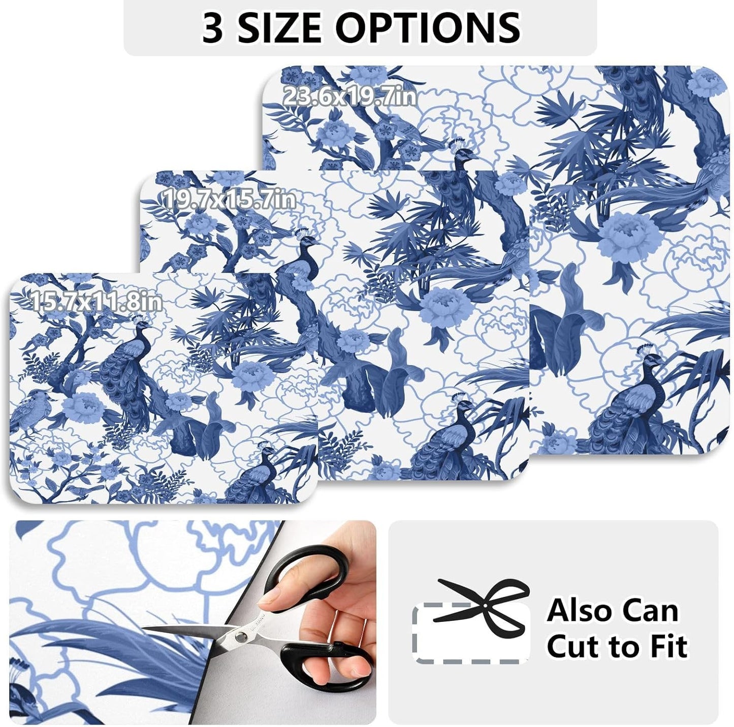 Dish Drying Mat for Kitchen Counter,Blue Peacocks Birds Dish Drying Pad with Non-slip Rubber Backed 19.7"x15.7" Hide Stain Anti Absorbent for Kitchen Counter, Drying Mat for Coffee Machine