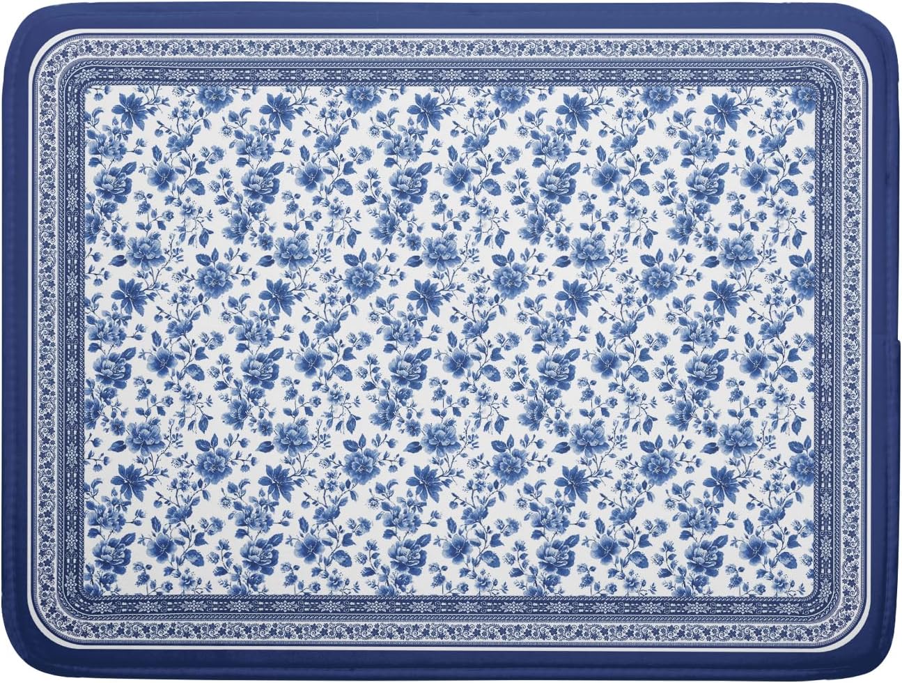 Blue Floral Branches Dish Drying Mat for Kitchen Counter Chinoiserie Pattern Dish Drying Pad 18x24 In Absorbent Vintage Flowers Decor Dishes Drainer Pad Dish Dry Rack Mat for Counter Coffee Bar