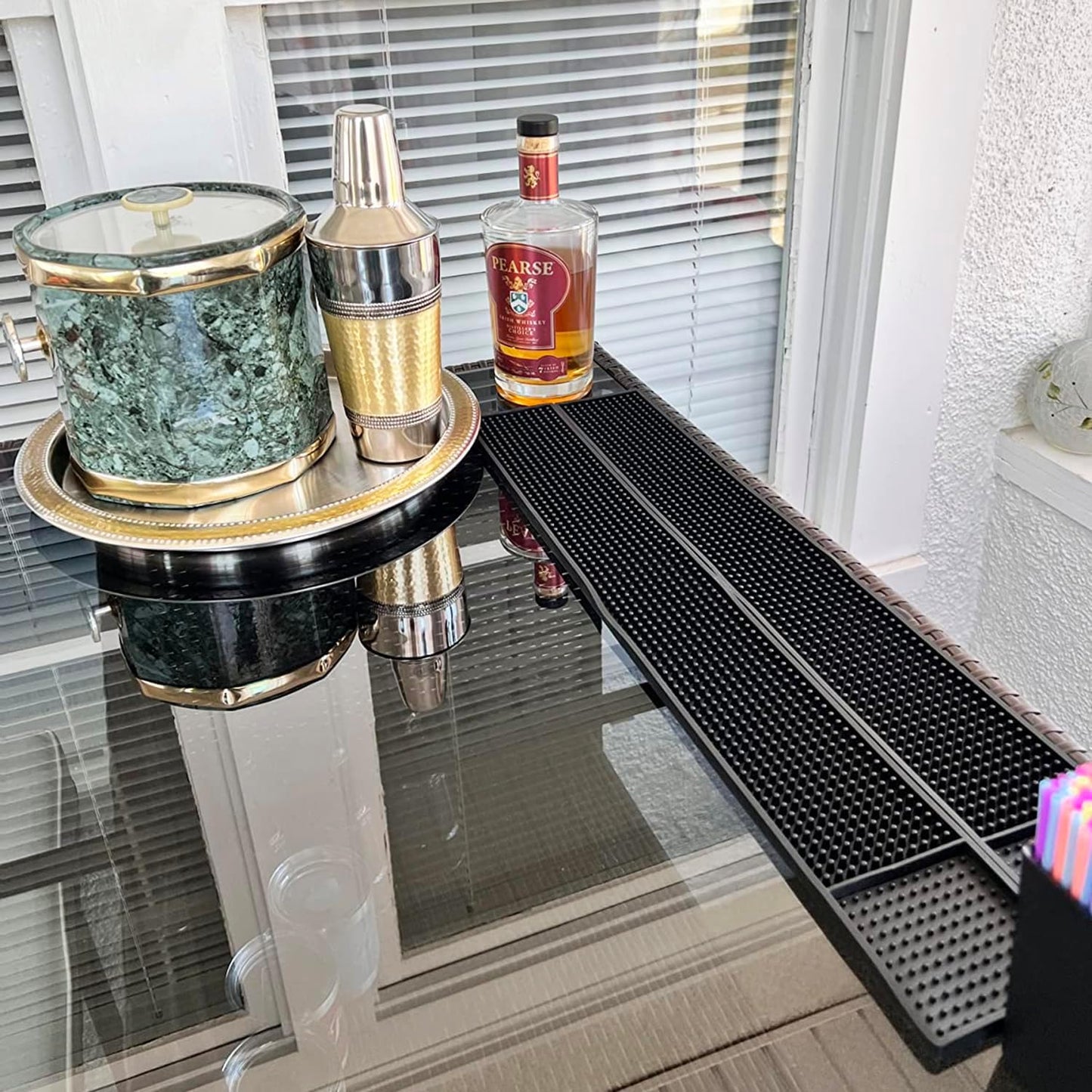 10 Pack Rubber Bar Mats, 24" x 3.15" Black Bar Service Mat, Spill Mat for Countertop, Bartending, Rubber Bar Mats, Efficient and Stylish Solution for Every Bartending Need,by KUKLIPJIM