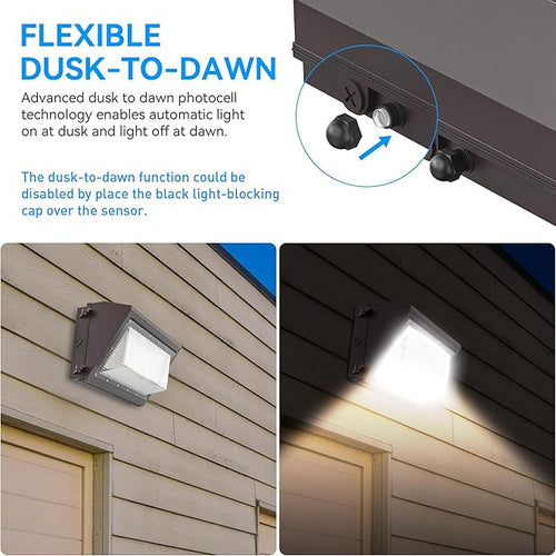 120W LED Wall Pack Light with Dusk-to-Dawn Sensor, 16800LM 5000K LED Security - Image 2