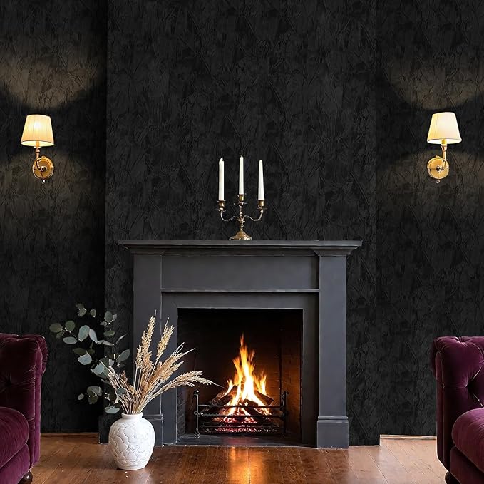 30" x 160" Large Size Self Adhesive Felt Fabric Wallpaper Black Velvet - Image 5