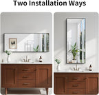 KOCUUY Black Bathroom Mirror, 20x48 Inch Rectangle Mirror - Image 8