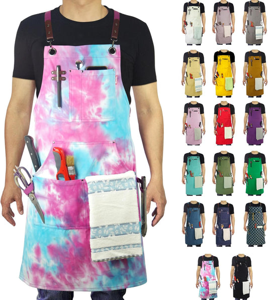 Kitchen Apron, Work Apron, Canvas, Multiple Pockets, Gardening, Painting, BBQ, Carpenter, Sizes M to XXL, Phantom Blue