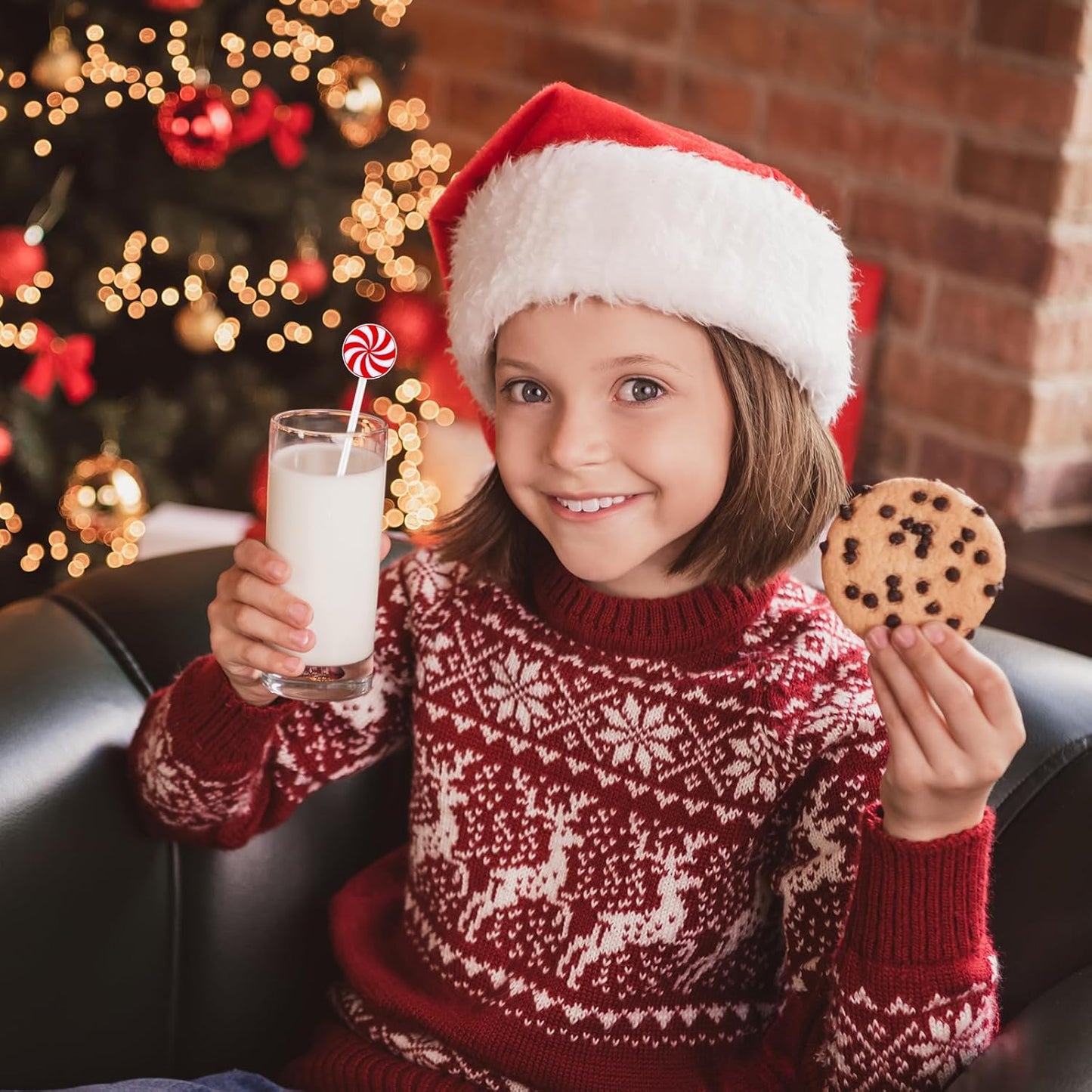 30 Pcs Christmas Drink Stirrers Xmas Stir Stick Holiday Coffee Swizzle Stick Reusable Plastic Hot Cocoa Bar Chocolate Decoration Cocktail Mixer(Lollipop,Charming Color)