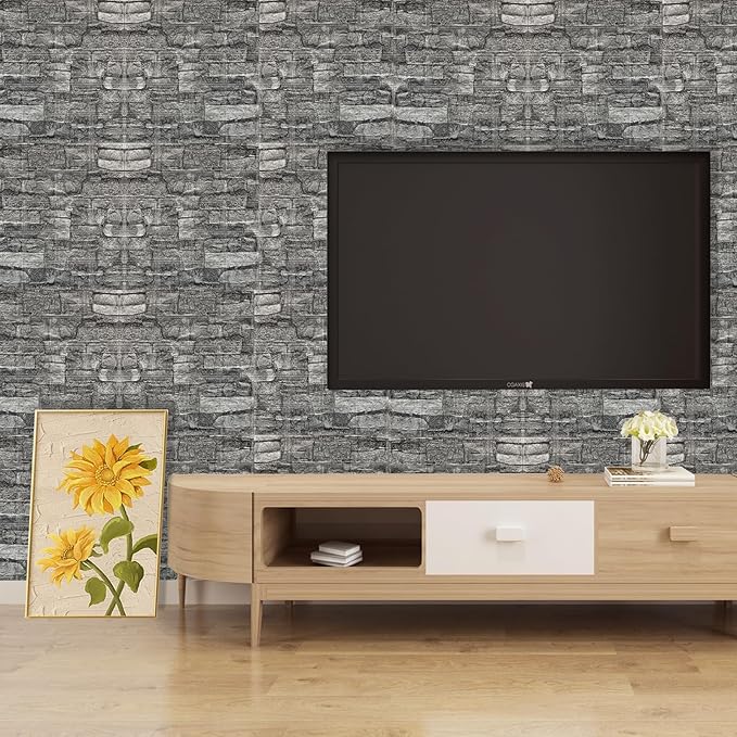 3D Wall Panels Peel and Stick in Black Grey, Faux Brick Wall Panels - Image 9