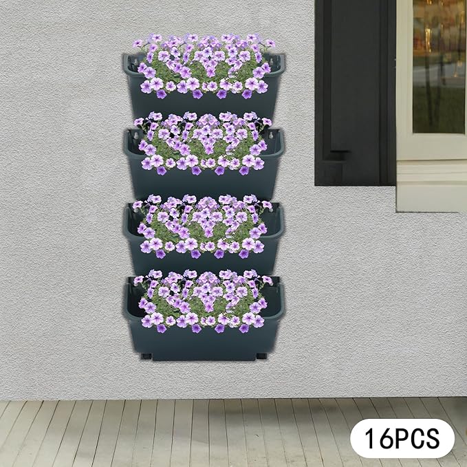 Vertical Wall Planter with 16 Pots, Hanging Garden Plant Flowerpot Holder - Image 7