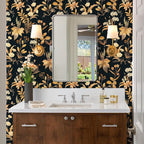 Simon&Siff Vintage Wallpaper Peel and Stick Black Gold Floral Wallpaper - Image 5