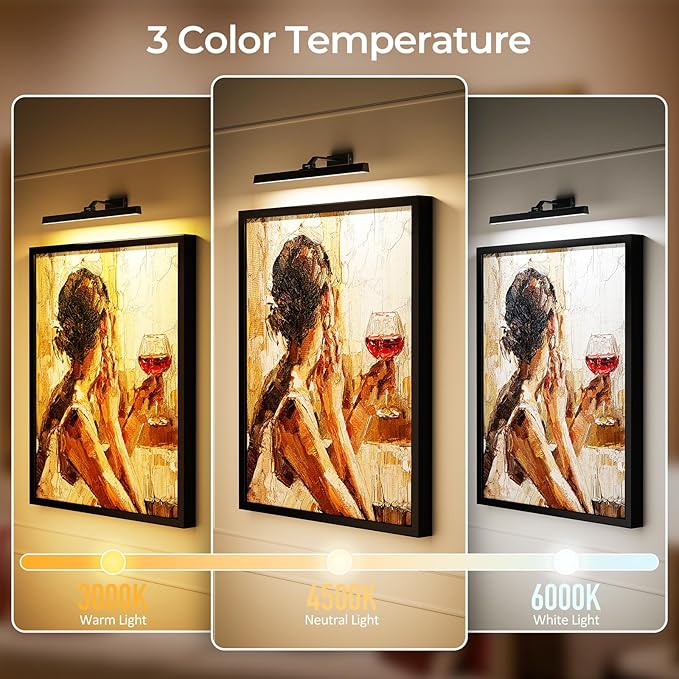 Afyuol Picture Lights for Wall, Battery Operated Picture Light 24in Gallery - Image 3