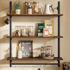 Bestier 3 Tier Industrial Pipe Shelving, Floating Book Shelves by Bestier