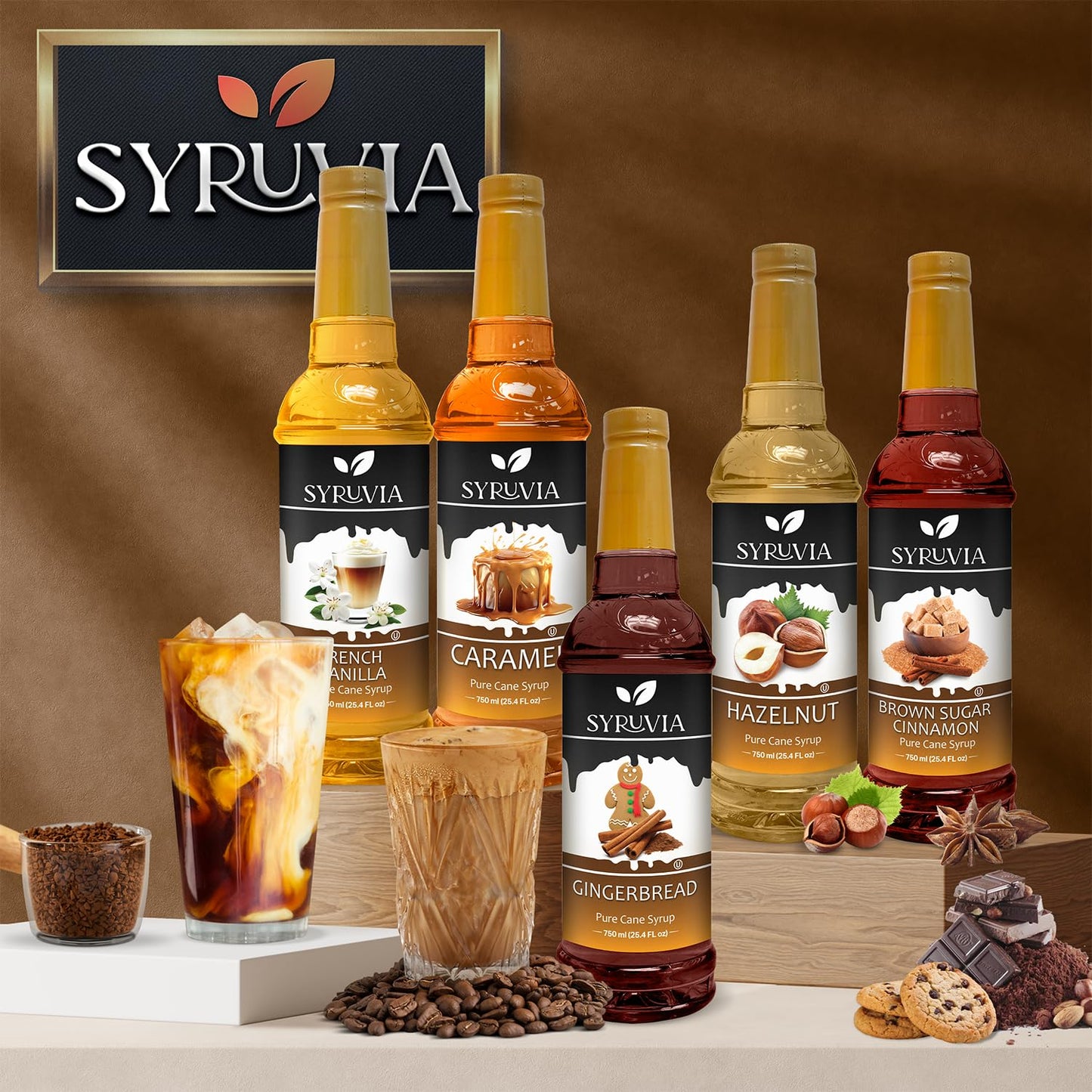 Syruvia Chocolate Mint Coffee Syrup - 25.4 fl oz - Kosher Coffee Syrups, Gluten Free, No Coloring, Perfect for Drinks, Soda, Shakes, Desserts, and More.