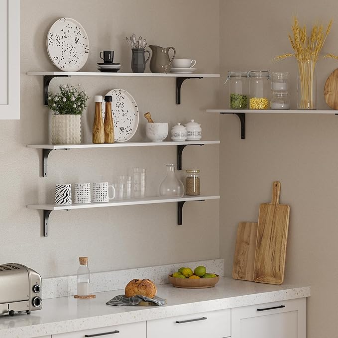 DINZI LVJ Long Wall Shelves, 55.1Inch Wall Mounted Shelves Set of 2, Extra - Image 8