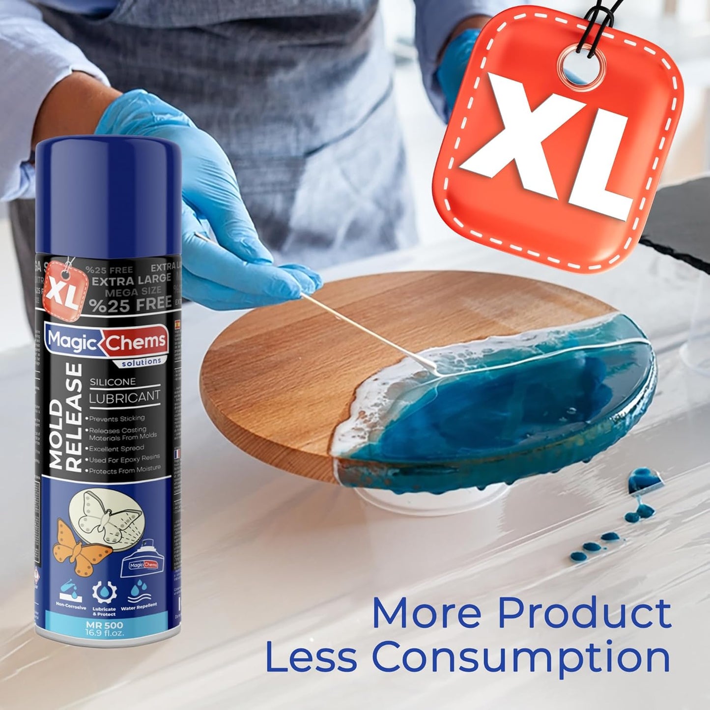 Silicone Mold Release Spray for Epoxy Resin (2 x 16.9 fl oz / 500ml) Mold Release Spray for Candle Making Releasing Agent for Silicone Molds (2 Pack Mega Size)