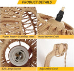 Frideko Rattan Wall Lamp with Plug in Cord Hand Woven Plug in Wall Sconces - Image 5