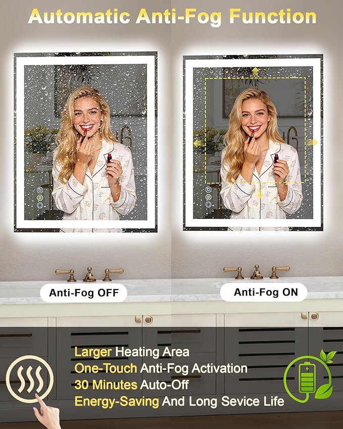 60x36 LED Bathroom Mirror with Lights, Super Bright Front & Backlit Vanity - Image 4