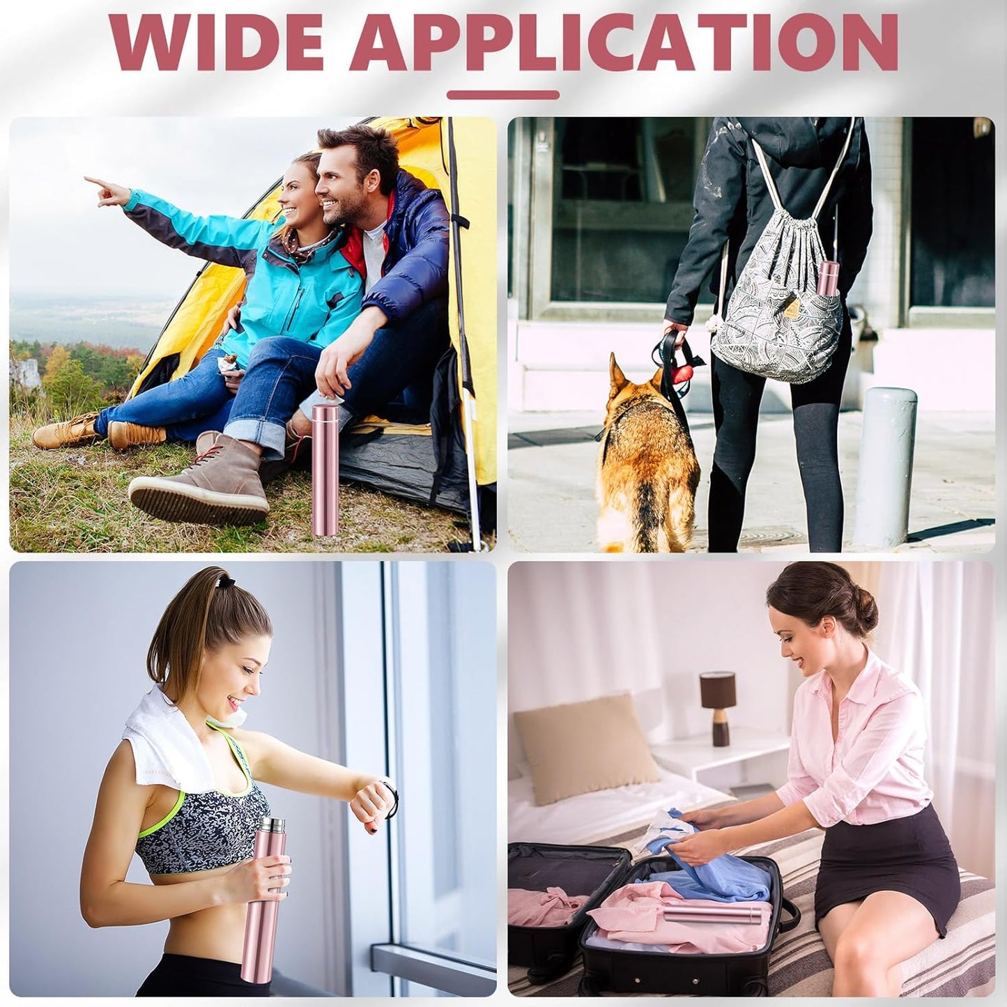 Vesici 1 Pack Slim Water Bottle 8.8 oz Small Stainless Steel Purse Compact Insulated Water Bottles Camping Travel Backpack Pocket Flask for Car Cold Coffee Tea (Rose Gold)