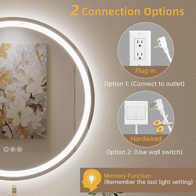 LOVESPEJO 32" Round LED Bathroom Mirror - Image 6