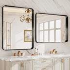 Matte Black Metal Framed Vanity Rounded Rectangle Bathroom 24X32 Inch Mirrors - Image 3