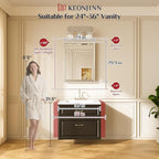 Keonjinn Brushed Gold Bathroom Mirror 24" x 30", Beveled Edge Tempered Glass - Image 5