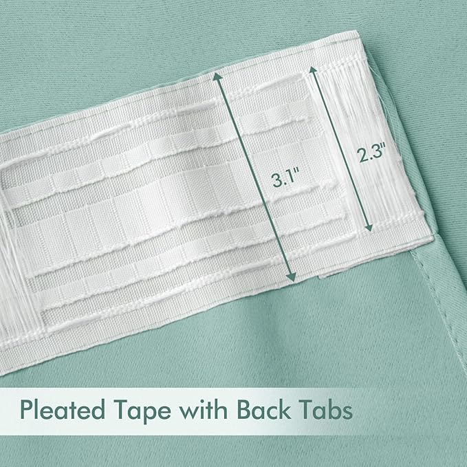 MIULEE Aqua Back Tab Blackout Curtain 96 Inch Long 2 Panels Set - Image 4