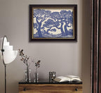 Vintage Gold Framed Wall Art Oak Tree Forest Painting Canvas Prints Blue - Image 2