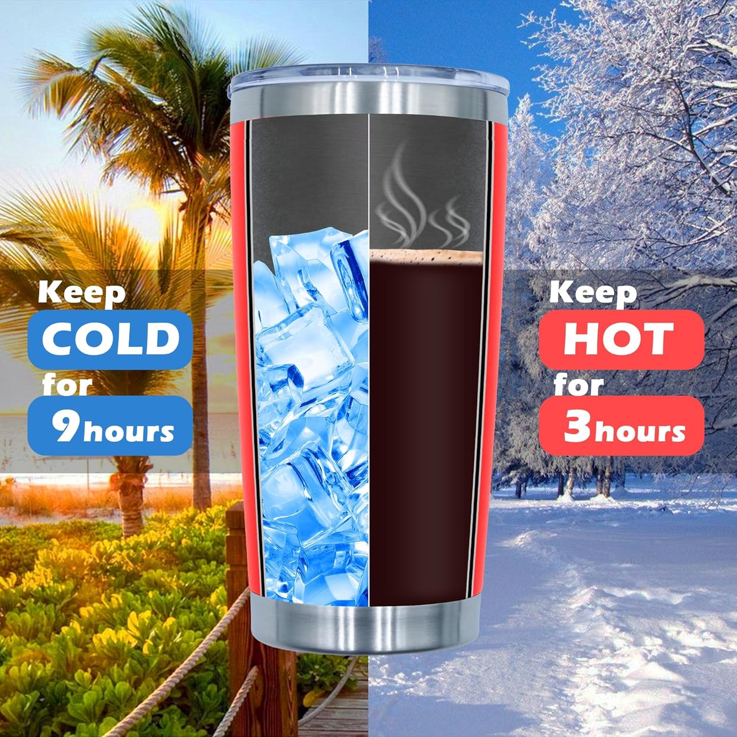 20oz Tumbler Bulk Stainless Steel Tumblers with Lid Vacuum Insulated Double Wall Travel Coffee Mug Powder Coated Tumbler Cup for Hot and Cold Drinks(Red, 6 pack)