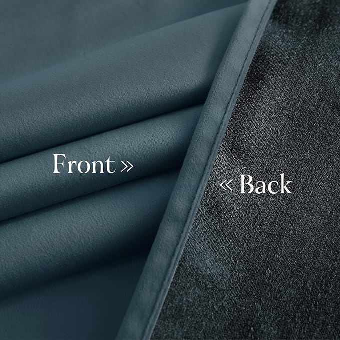 NICETOWN Slate Blue Blackout 90 inch Velvet Curtains - Image 6