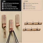 IndianShelf 10 LB- 12 Pieces Decorative Wood Adhesive Wall Hooks–Boho Peel and - Image 4