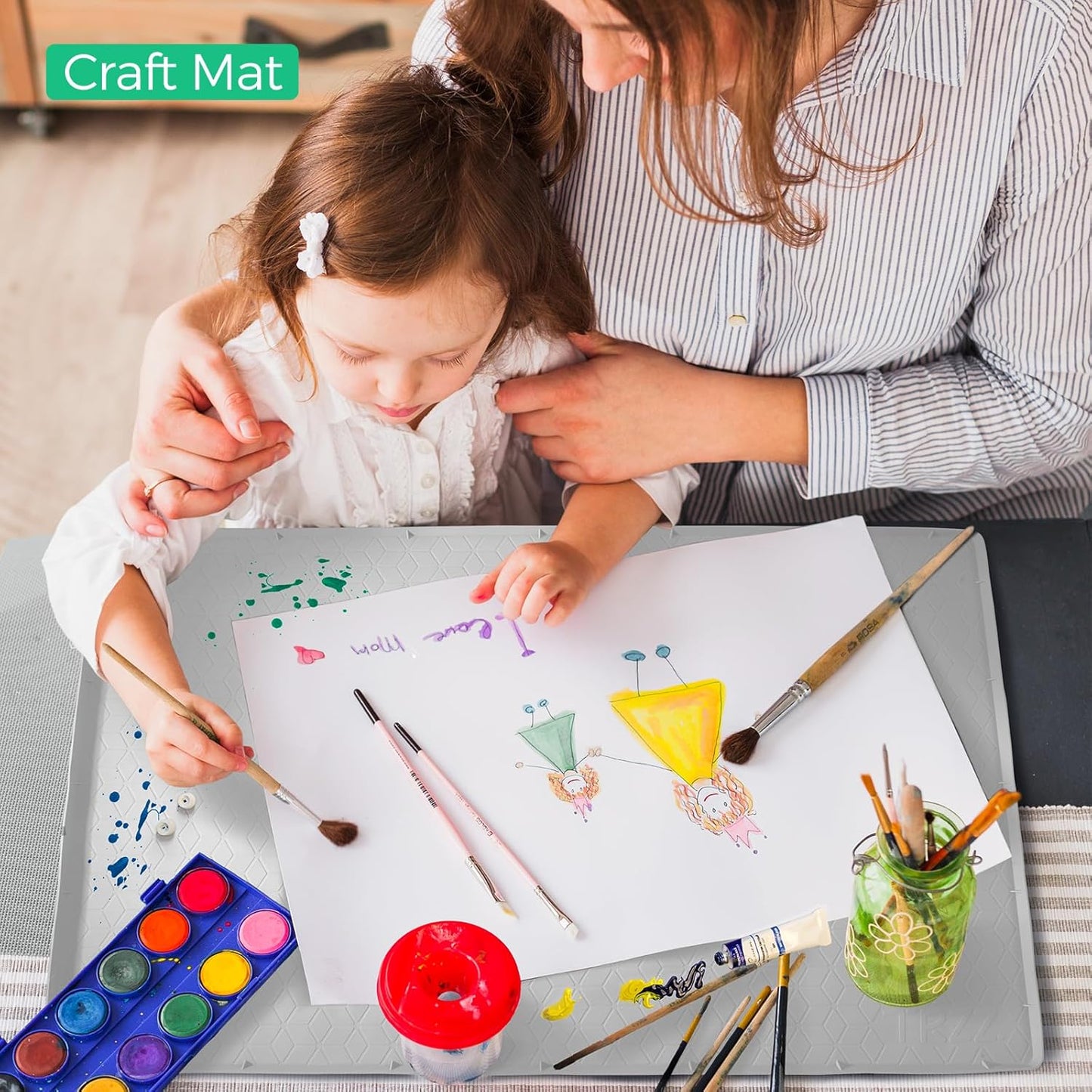 TRZZ Silicone Waterproof Under Sink Mat 28" x 22", Drip Tray and Cabinet Liner for Kitchen and Bathroom, Prevents Water Damage and Organizes Cabinets (Beige)