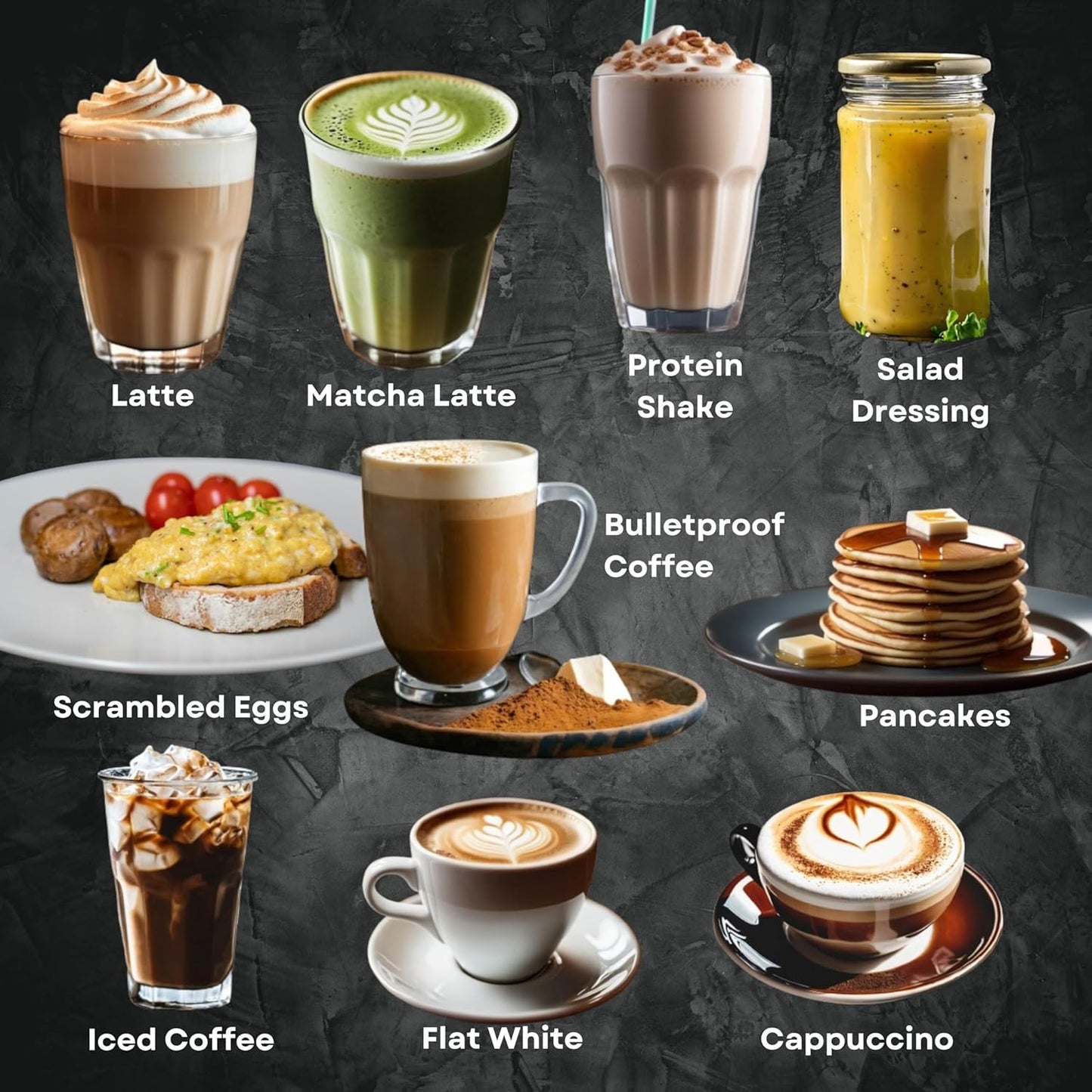 Secretbase 3 Speed Rechargeable Milk Frother and Cup Set, Cordless USB Charging Cradle - Handheld Milk Frother, Double-thickness Whisk, Tiny Egg Beater, Mini Electric Coffee Stirrer(Black)