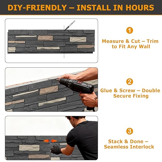 ROOMTEC 1-Pack Faux Stone Wall Covering Panels - Image 4
