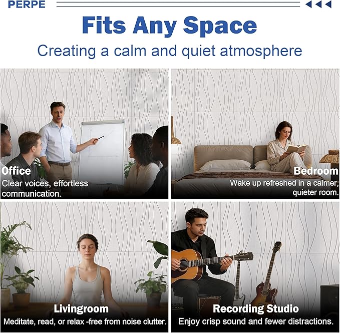6 PCS Acoustic Panels, 23.6x23.6'' Self-Adhesive Soundproof Wall Panels - Image 8