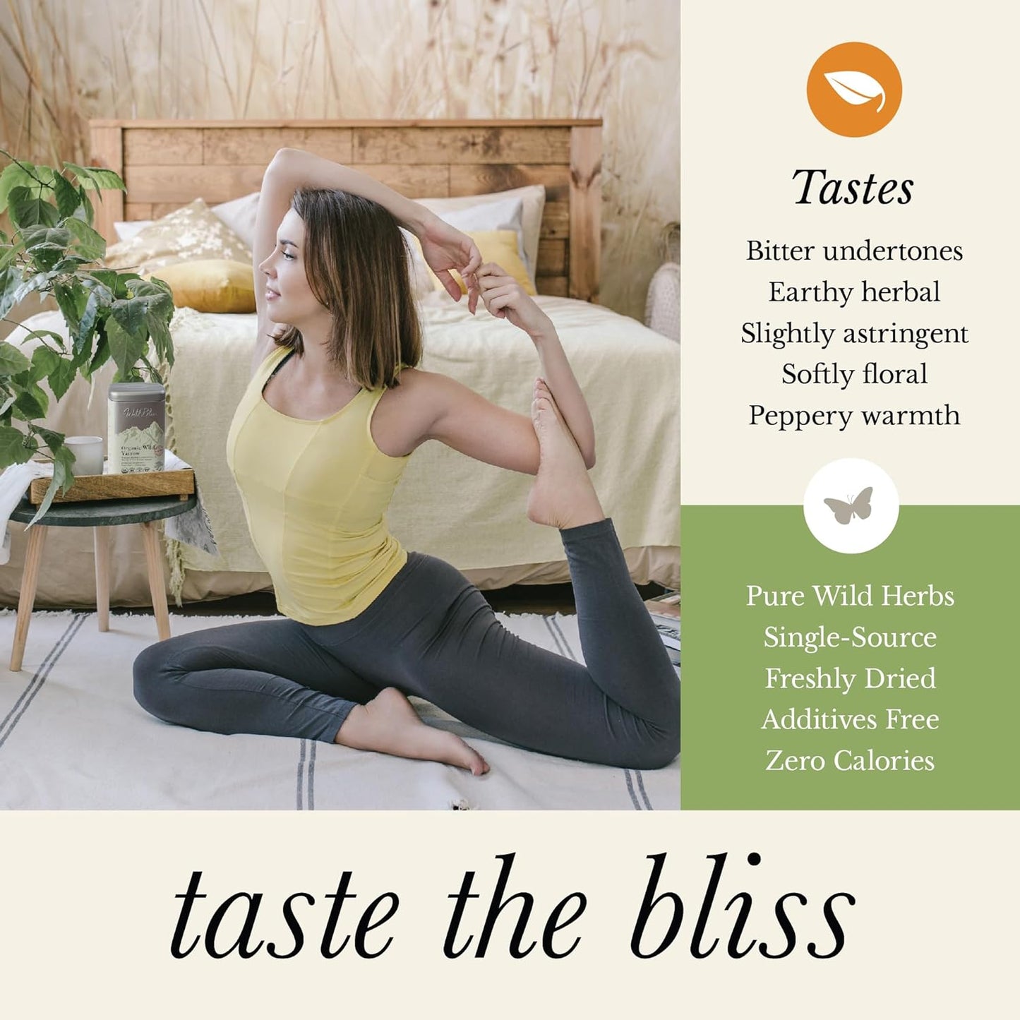 Wild Bliss Organic Yarrow Tea - Caffeine Free Loose Leaf Herbal Tea - Pharmacopoeia Potency - 1.76 Ounces - 25 Servings