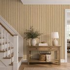 VEELIKE Tan Birch Wood Slat Wall Panels Peel and Stick Decorative Faux Wood - Image 2