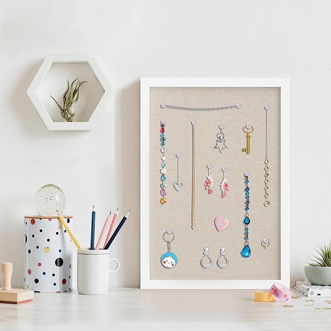 DAHAPYBOO Cork Board with Linen White, Bulletin Board 17"x12" Hanging Corkboards - Image 6