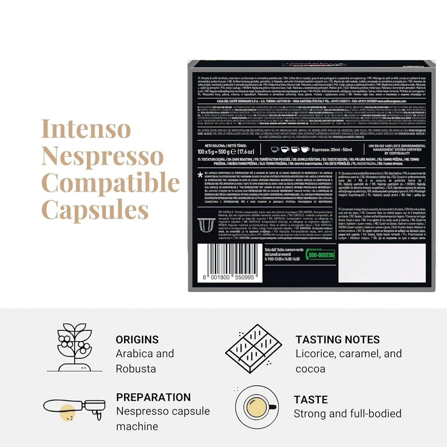 Caffe' Vergnano Medium Roast Espresso Original Line Machine Compatible Capsules