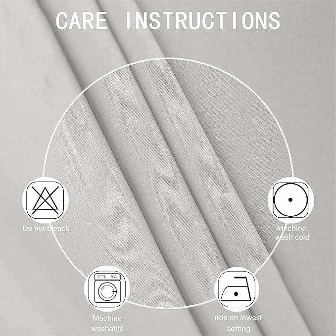 LEMOMO Blackout Curtains 52 x 95 inch/Light Grey Curtains Set of 2 - Image 4