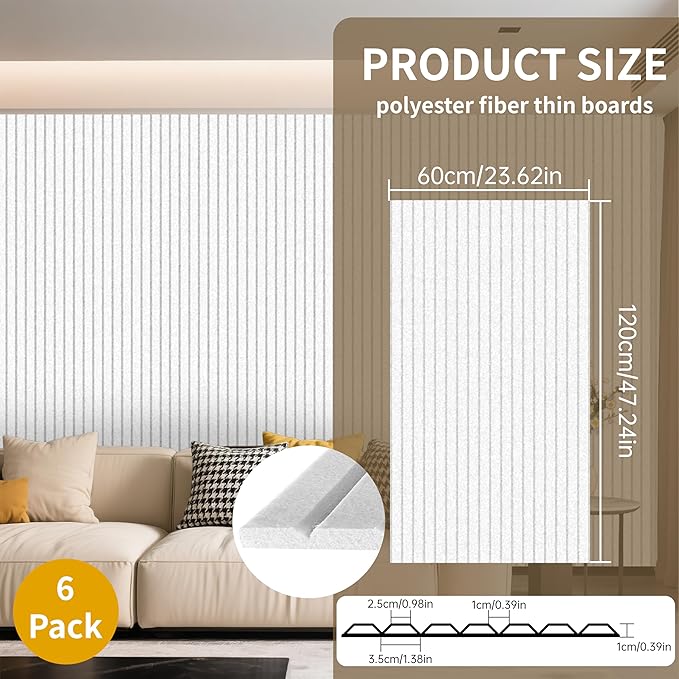EVERECO 6 Pack Large Acoustic Panels, 47.2×23.6×0.4 inches, Soundproof Panels - Image 3